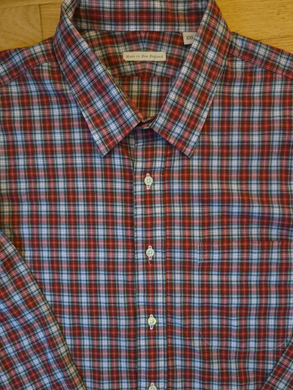 New England Shirt Co Men Plaid Button Down Shirt Made In USA XXL